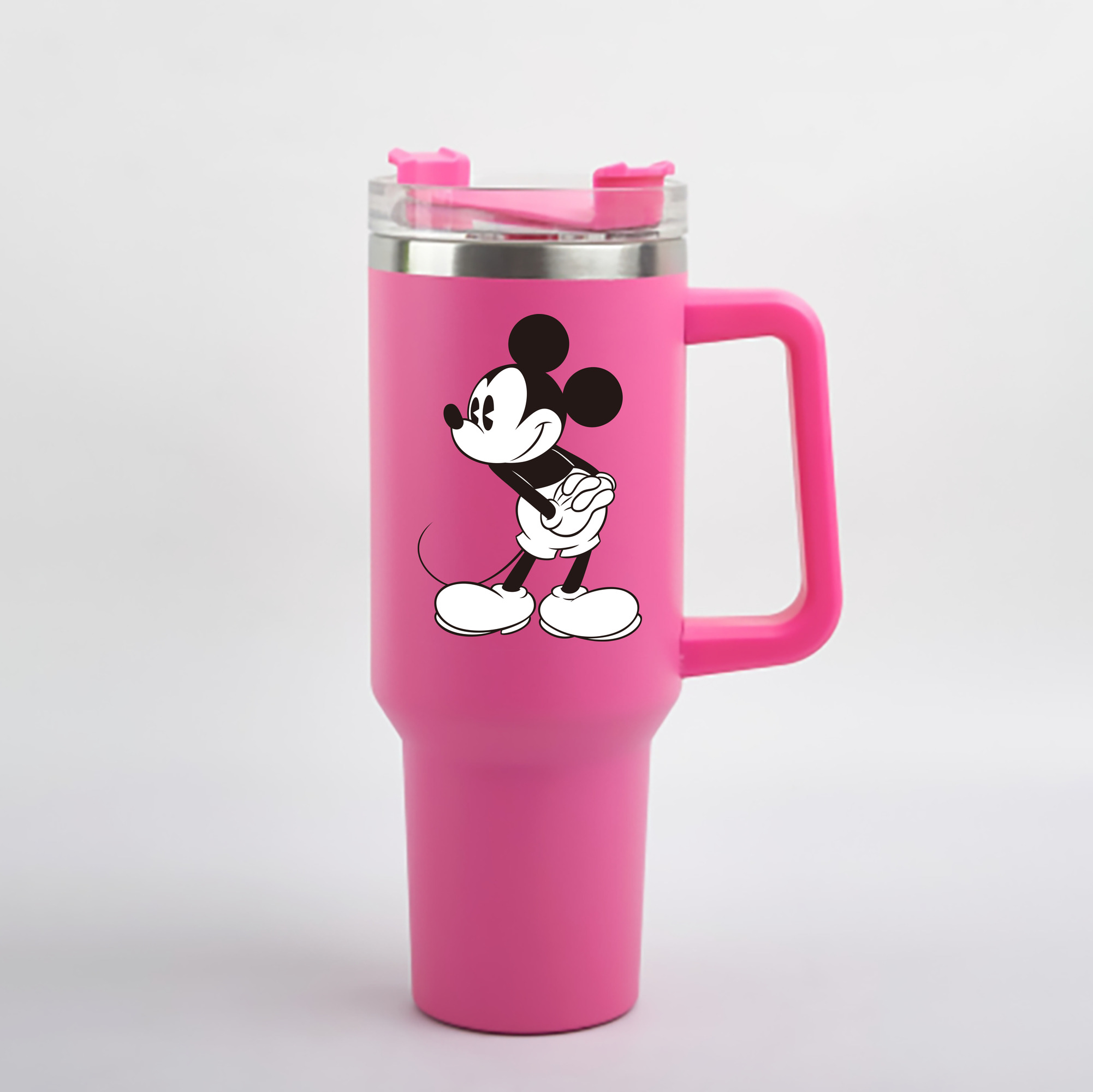 （画像用） ミッキーマウス Mickey Mouse 1200mL車用タンブラー - クリスタルステッカー（プラスチックストロー付き）